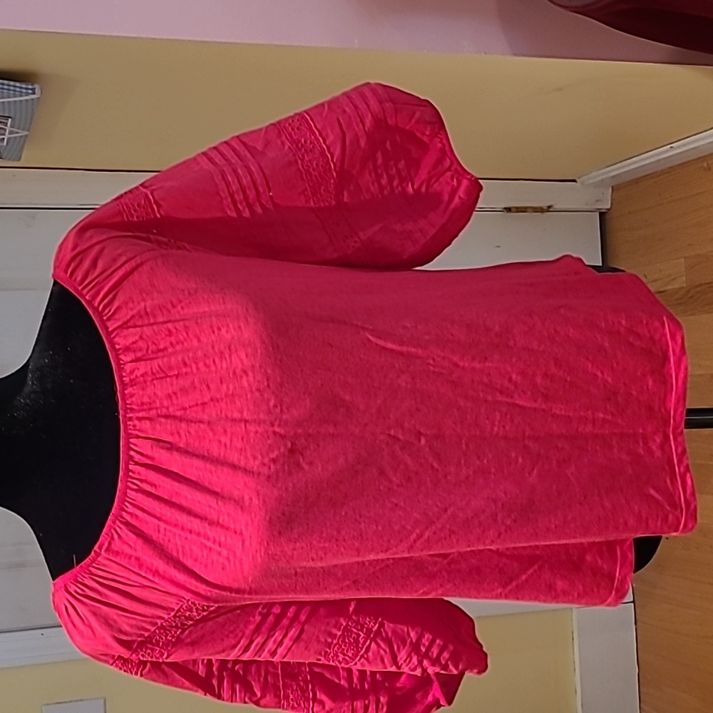 Draper James Hot Pink Peasant Blouse